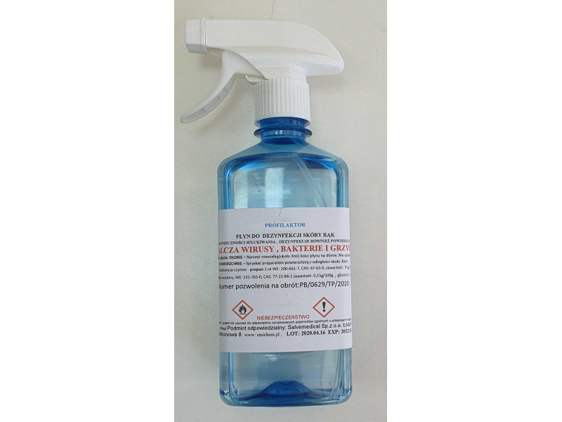 Profilaktor 500 ml - kapalina pro dezinfekci pokožky rukou a povrchů